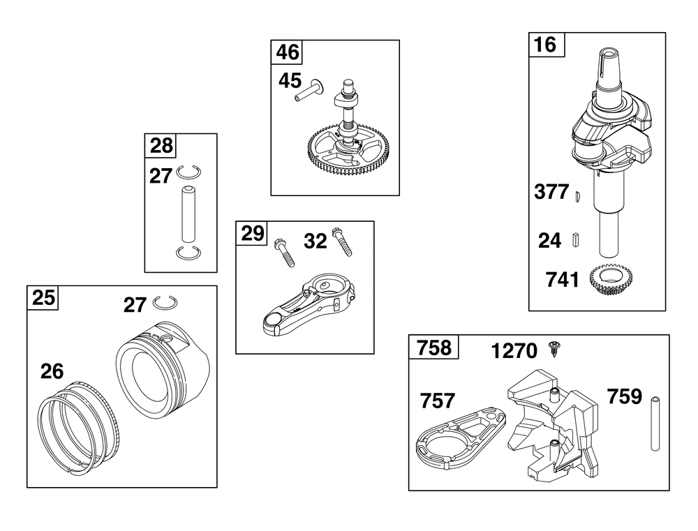 Crankshaft Group Diagram and Parts List for 31R907-0110-G1 200000 - 399999 Briggs and Stratton Engine